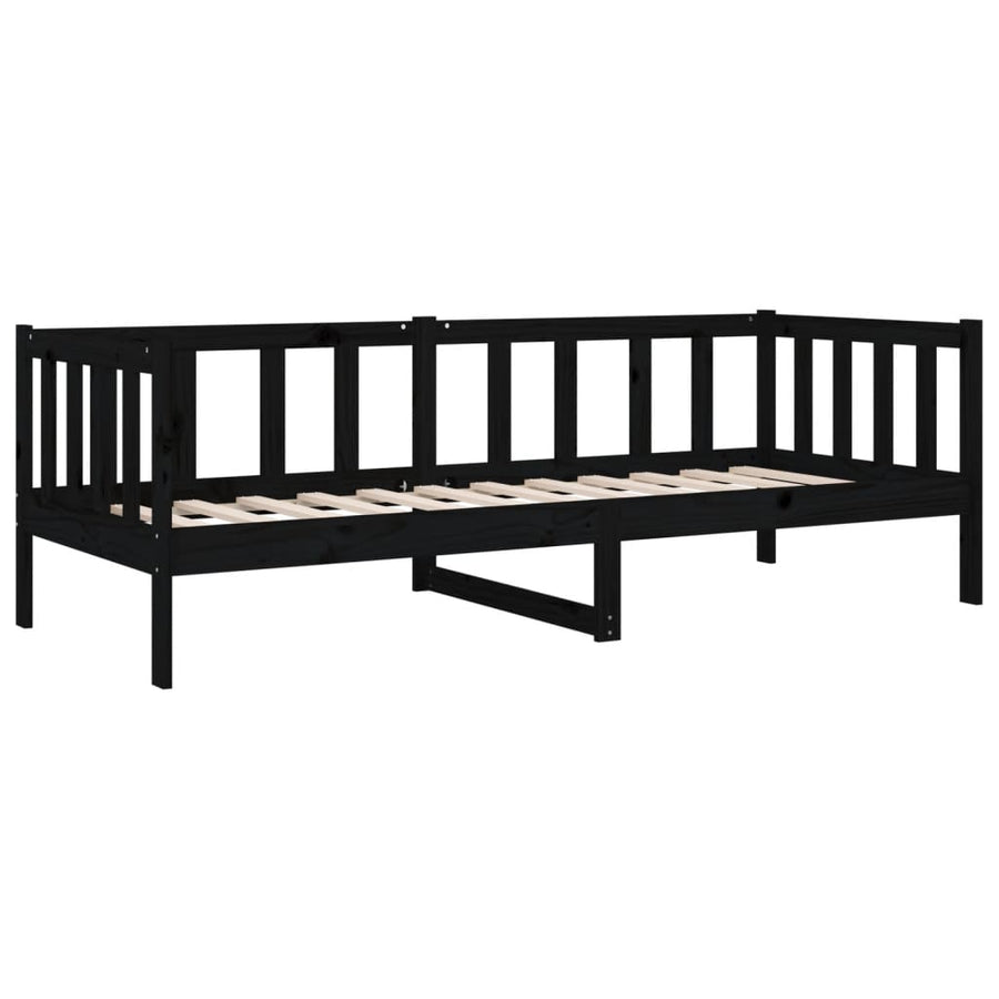 Slaapbank 90X190 Cm Massief Grenenhout Zwart