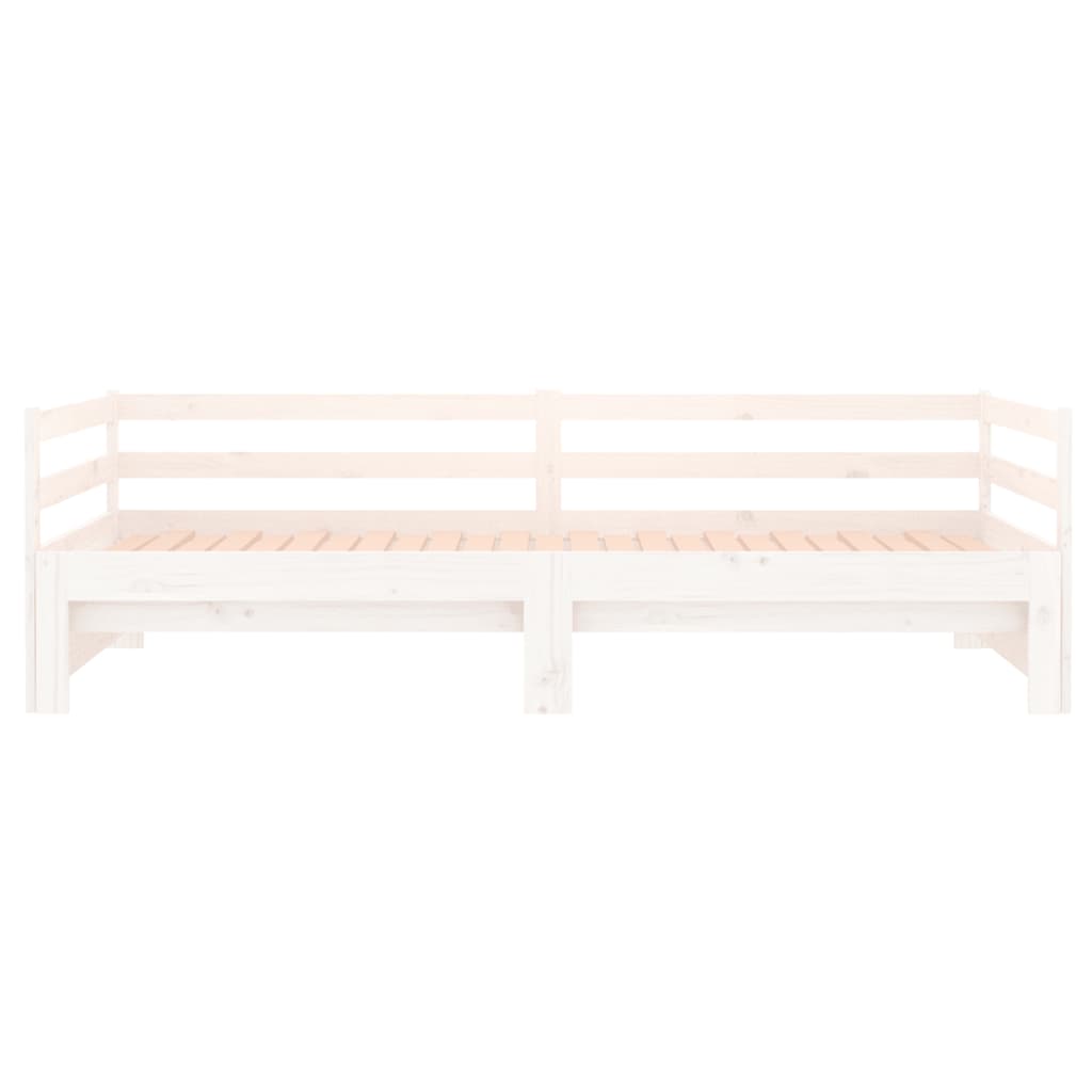 Slaapbank Uitschuifbaar Massief Grenenhout Wit 2X(90X190) Cm