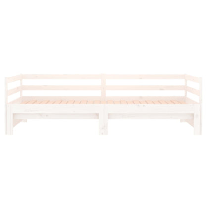 Slaapbank Uitschuifbaar Massief Grenenhout Wit 2X(90X190) Cm