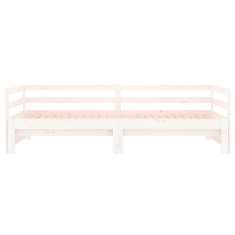 Slaapbank Uitschuifbaar Massief Grenenhout Wit 2X(90X190) Cm