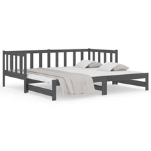 Slaapbank Uitschuifbaar Massief Grenenhout Grijs 2X(90X190) Cm