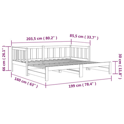 Slaapbank Uitschuifbaar Massief Grenenhout Grijs 2X(90X190) Cm