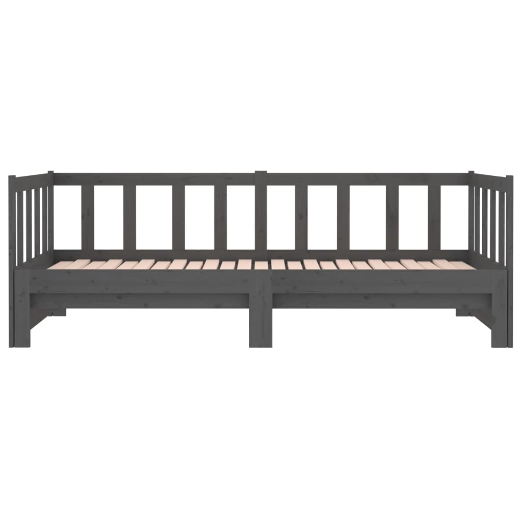 Slaapbank Uitschuifbaar Massief Grenenhout Grijs 2X(90X190) Cm
