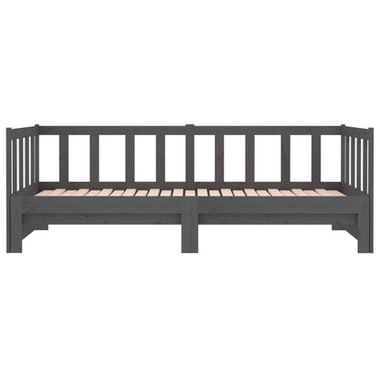 Slaapbank Uitschuifbaar Massief Grenenhout Grijs 2X(90X190) Cm