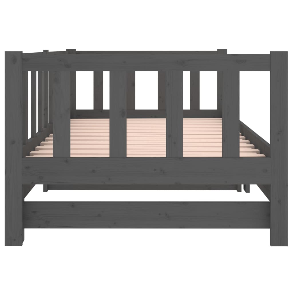 Slaapbank Uitschuifbaar Massief Grenenhout Grijs 2X(90X190) Cm