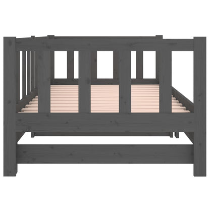 Slaapbank Uitschuifbaar Massief Grenenhout Grijs 2X(90X190) Cm