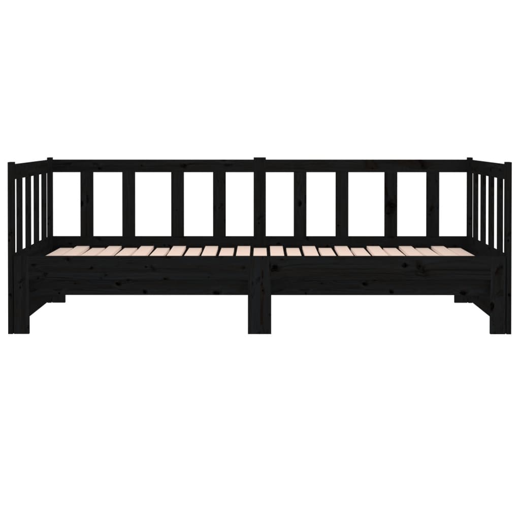 Slaapbank Uitschuifbaar Massief Grenenhout Zwart 2X(90X190) Cm