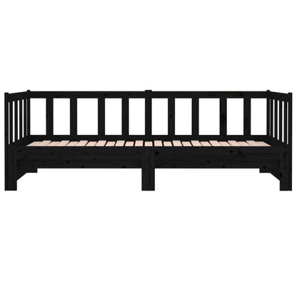 Slaapbank Uitschuifbaar Massief Grenenhout Zwart 2X(90X190) Cm