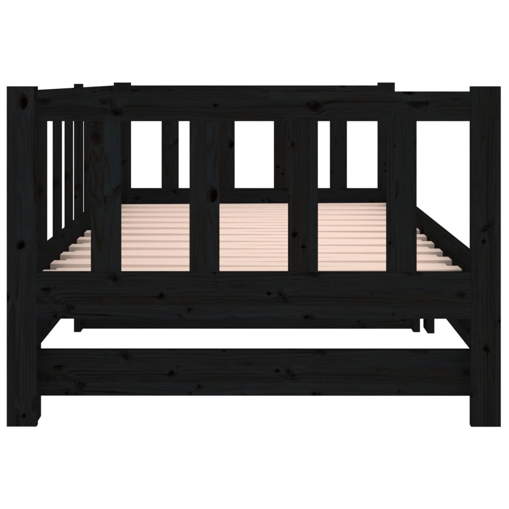 Slaapbank Uitschuifbaar Massief Grenenhout Zwart 2X(90X190) Cm