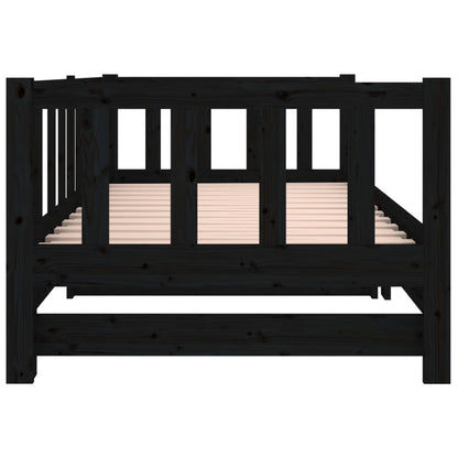 Slaapbank Uitschuifbaar Massief Grenenhout Zwart 2X(90X190) Cm