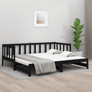 Slaapbank massief grenenhout zwart 2x(90x190) cm