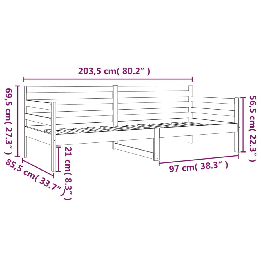 Slaapbank 80X200 Cm Massief Grenenhout Naturel