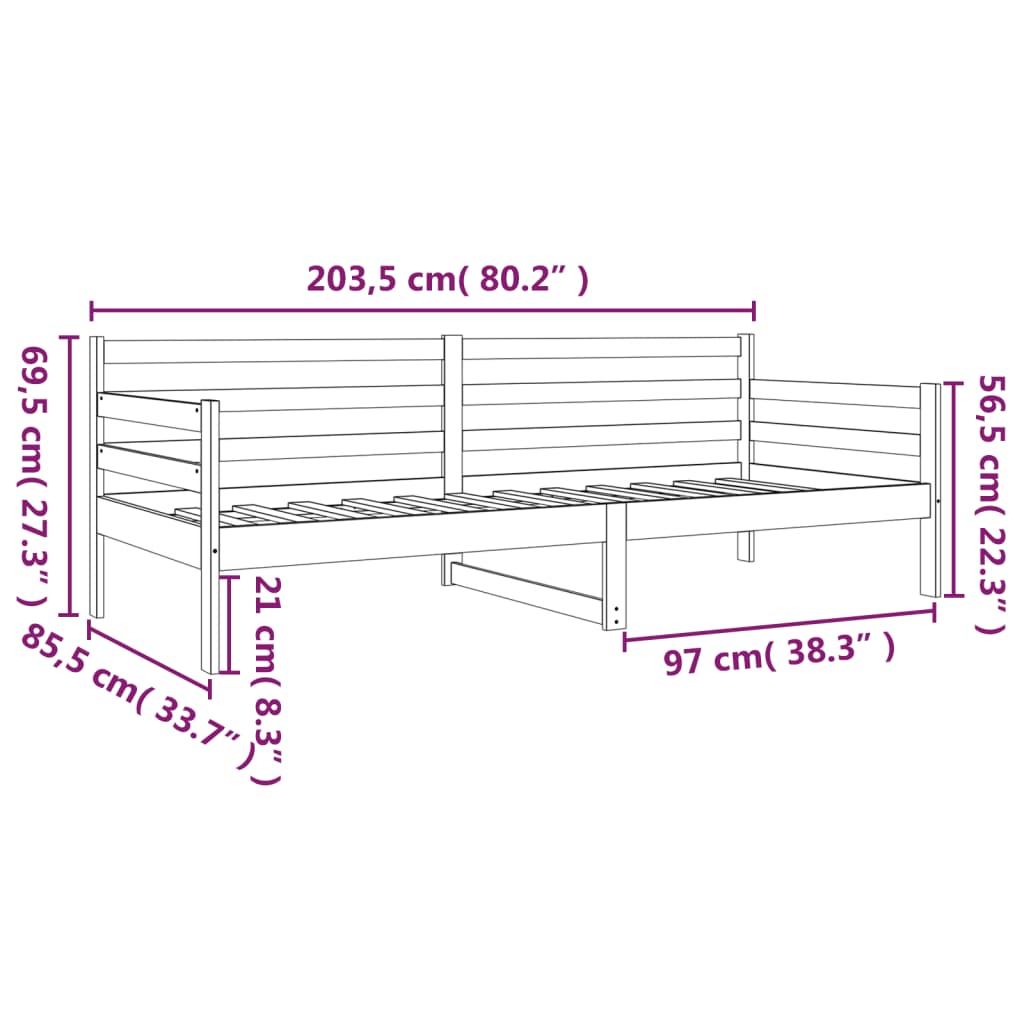 Slaapbank 80X200 Cm Massief Grenenhout