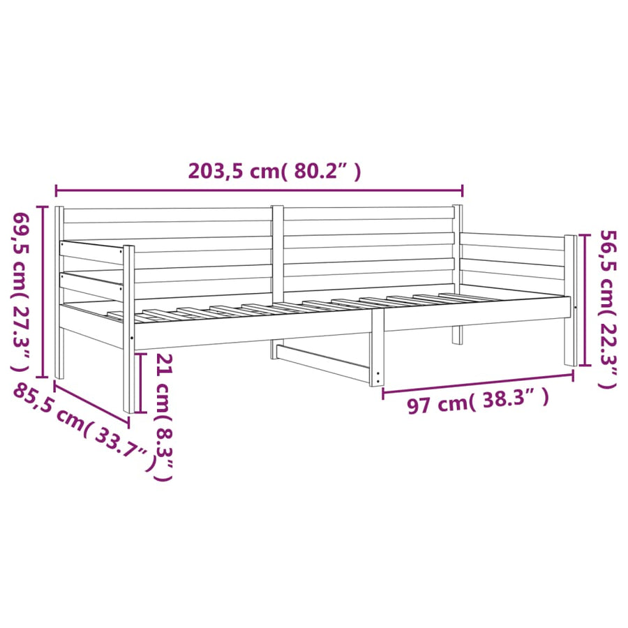 Slaapbank 80X200 Cm Massief Grenenhout