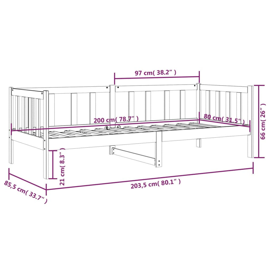 Slaapbank 80X200 Cm Massief Grenenhout Honingbruin