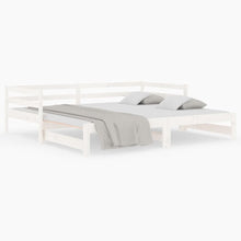 Slaapbank Uitschuifbaar 2X(80X200) Cm Massief Grenenhout Wit