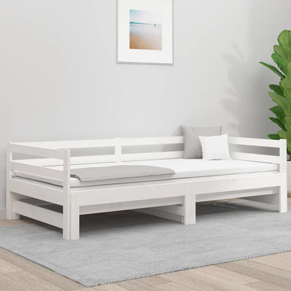 Slaapbank Uitschuifbaar 2X(80X200) Cm Massief Grenenhout Wit