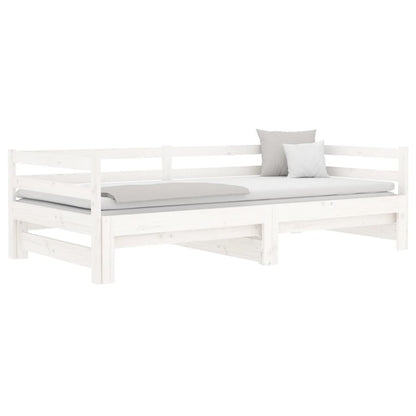 Slaapbank Uitschuifbaar 2X(80X200) Cm Massief Grenenhout Wit