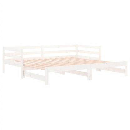 Slaapbank Uitschuifbaar 2X(80X200) Cm Massief Grenenhout Wit
