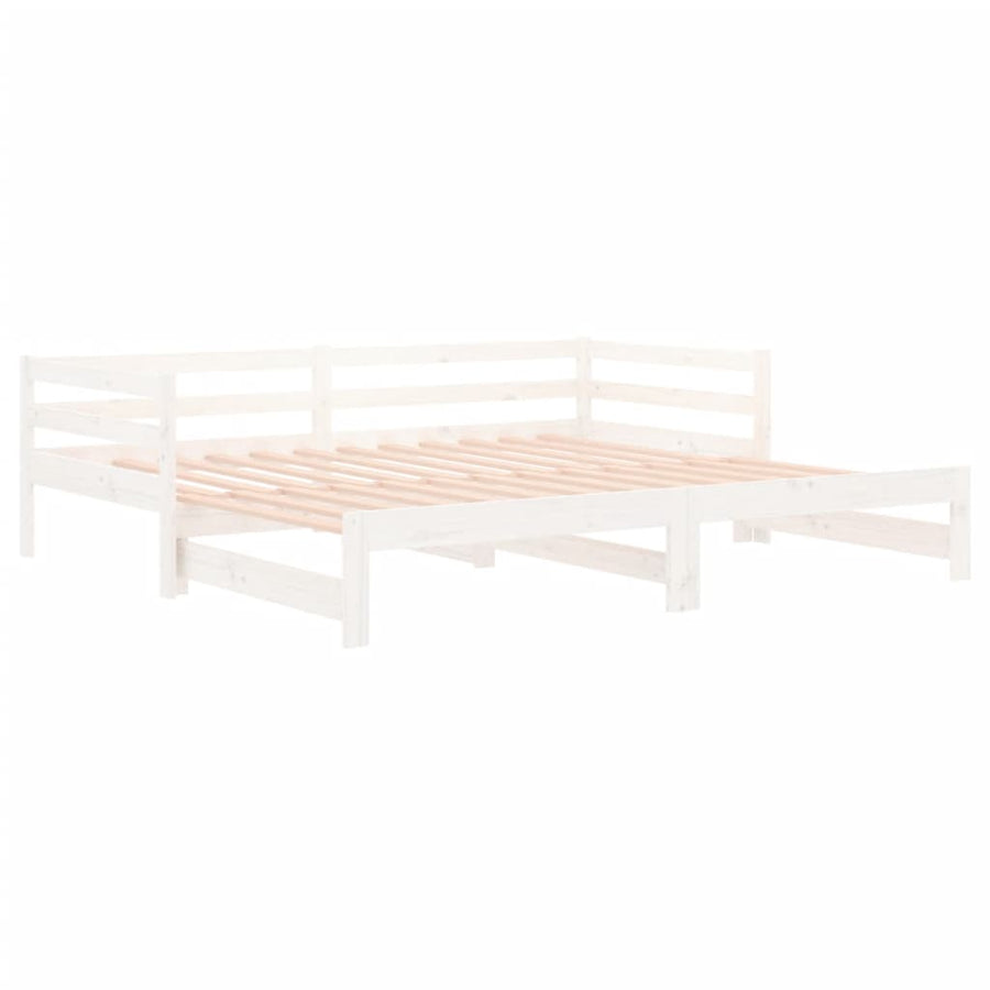 Slaapbank Uitschuifbaar 2X(80X200) Cm Massief Grenenhout Wit