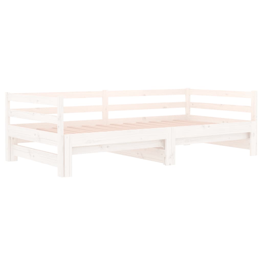 Slaapbank Uitschuifbaar 2X(80X200) Cm Massief Grenenhout Wit