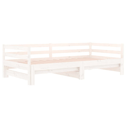 Slaapbank Uitschuifbaar 2X(80X200) Cm Massief Grenenhout Wit