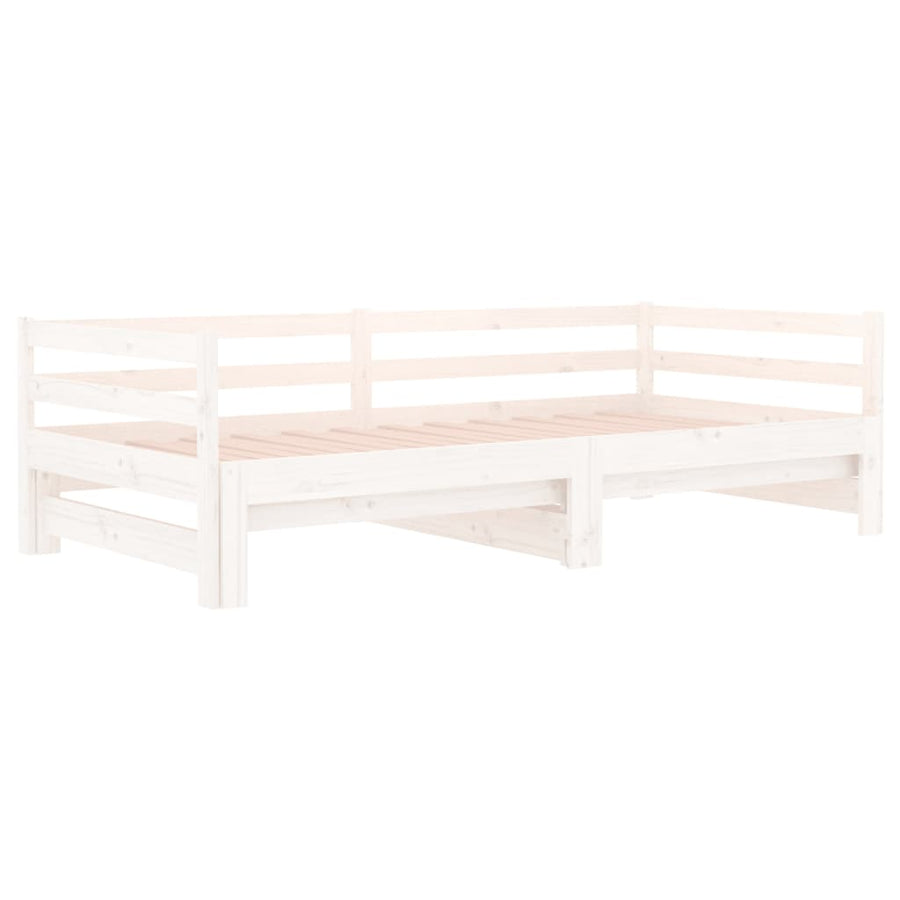 Slaapbank Uitschuifbaar 2X(80X200) Cm Massief Grenenhout Wit
