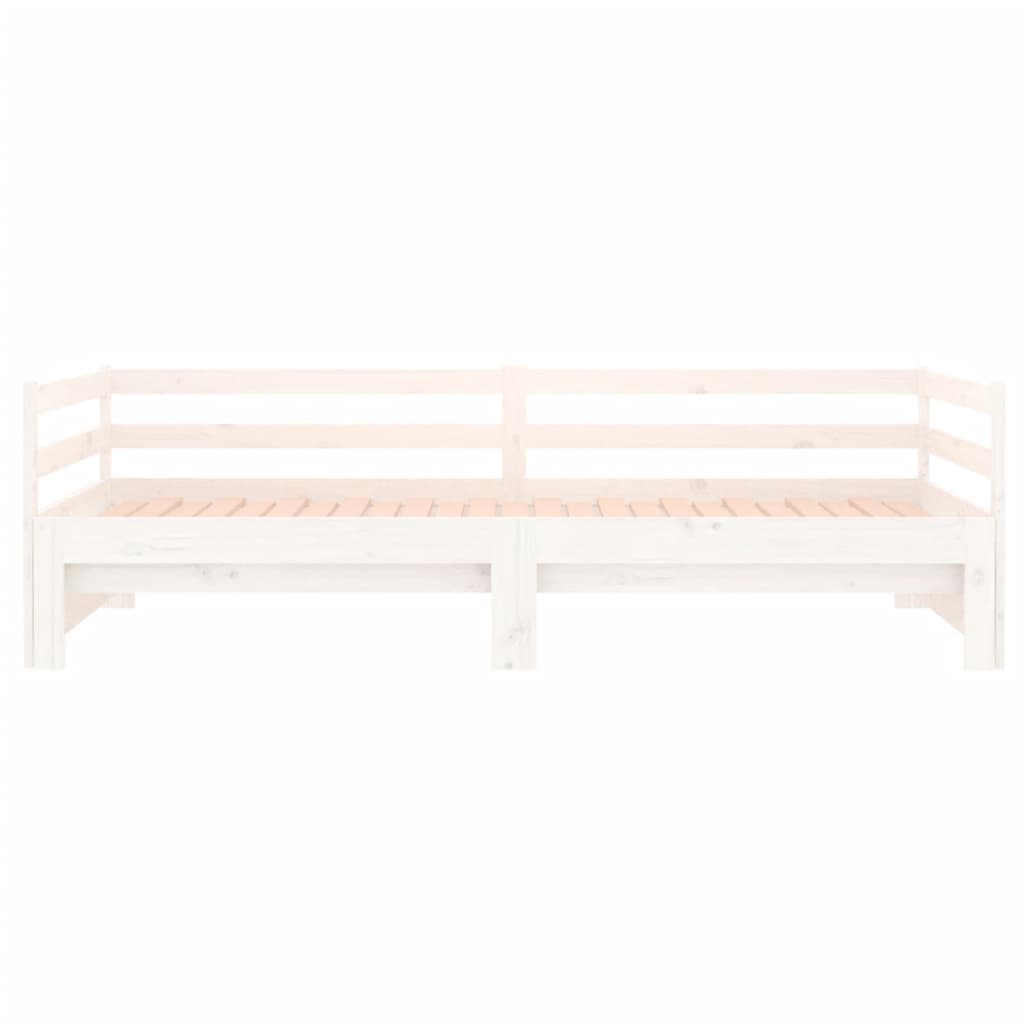 Slaapbank Uitschuifbaar 2X(80X200) Cm Massief Grenenhout Wit