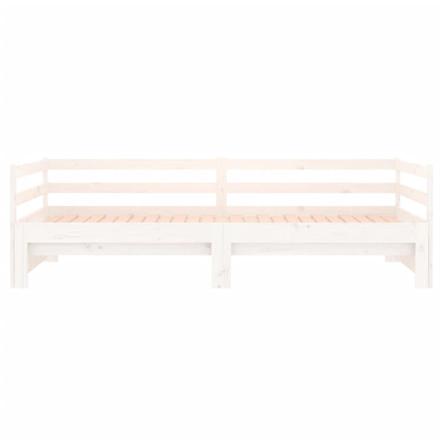 Slaapbank Uitschuifbaar 2X(80X200) Cm Massief Grenenhout Wit