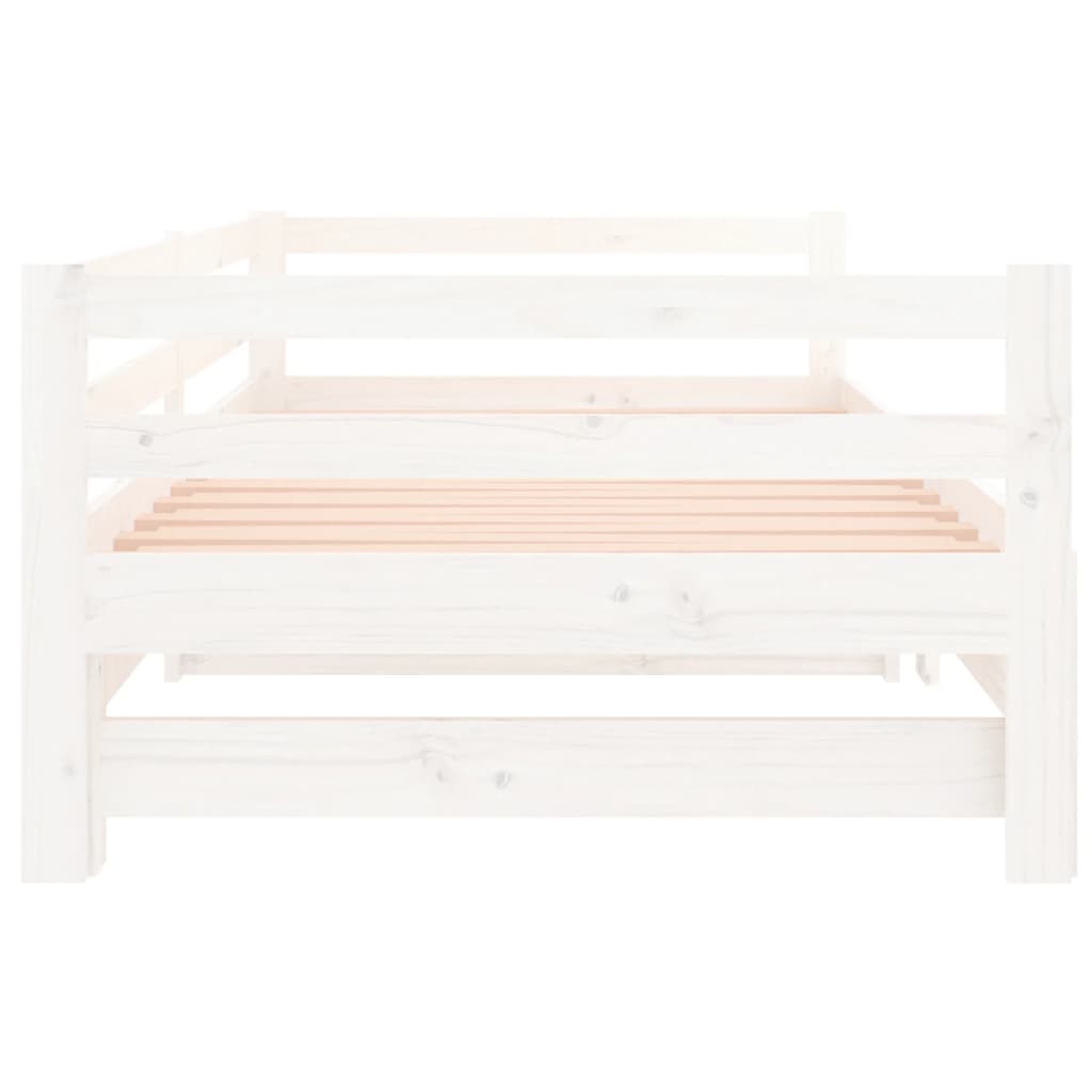 Slaapbank Uitschuifbaar 2X(80X200) Cm Massief Grenenhout Wit