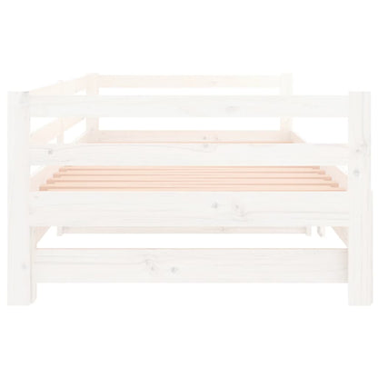 Slaapbank Uitschuifbaar 2X(80X200) Cm Massief Grenenhout Wit