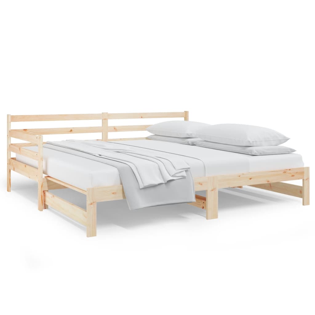 Slaapbank uitschuifbaar 2x(80x200) cm massief grenenhout