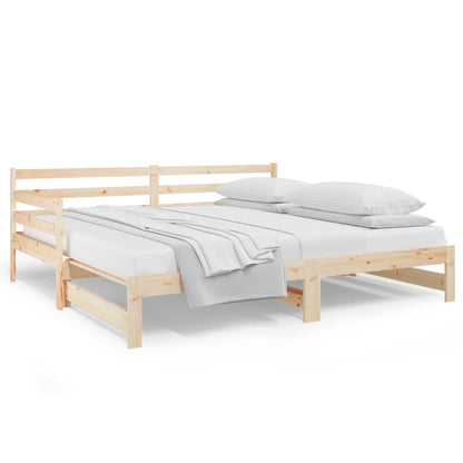 Slaapbank uitschuifbaar 2x(80x200) cm massief grenenhout