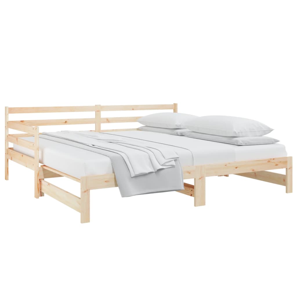 Slaapbank uitschuifbaar 2x(80x200) cm massief grenenhout