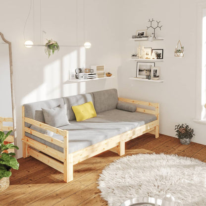 Slaapbank uitschuifbaar 2x(80x200) cm massief grenenhout