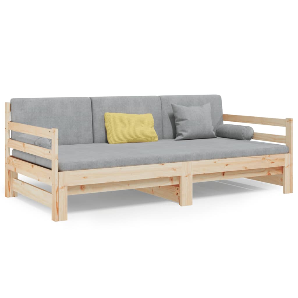 Slaapbank uitschuifbaar 2x(80x200) cm massief grenenhout