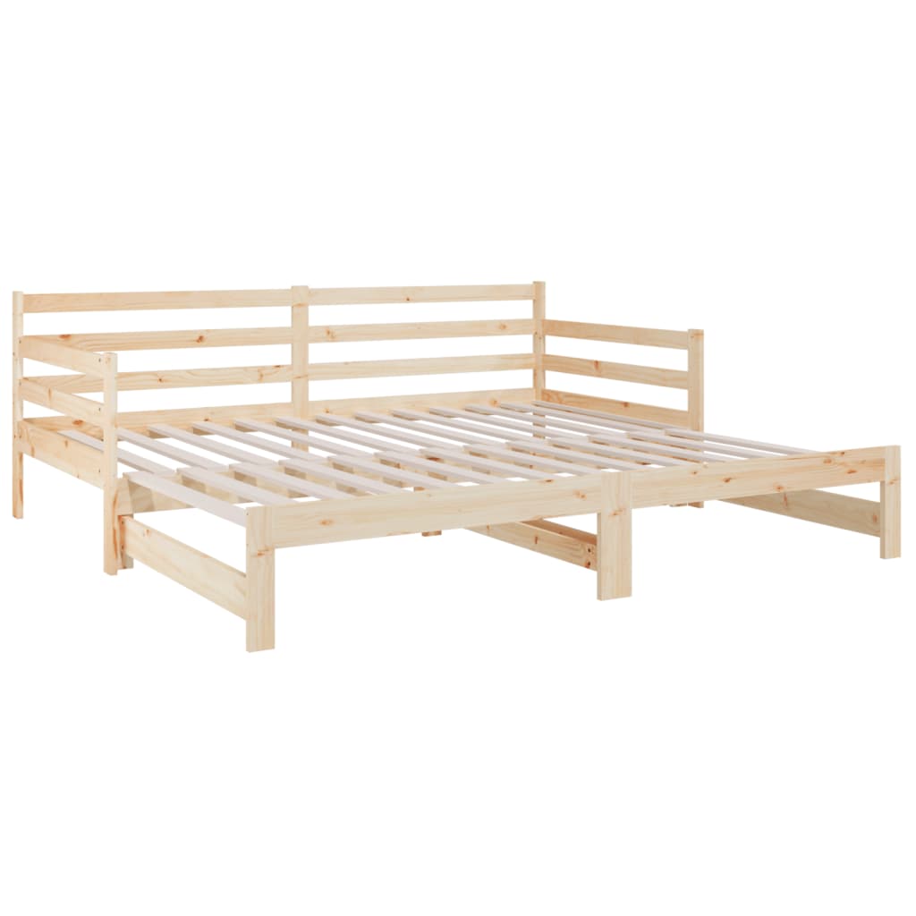 Slaapbank uitschuifbaar 2x(80x200) cm massief grenenhout