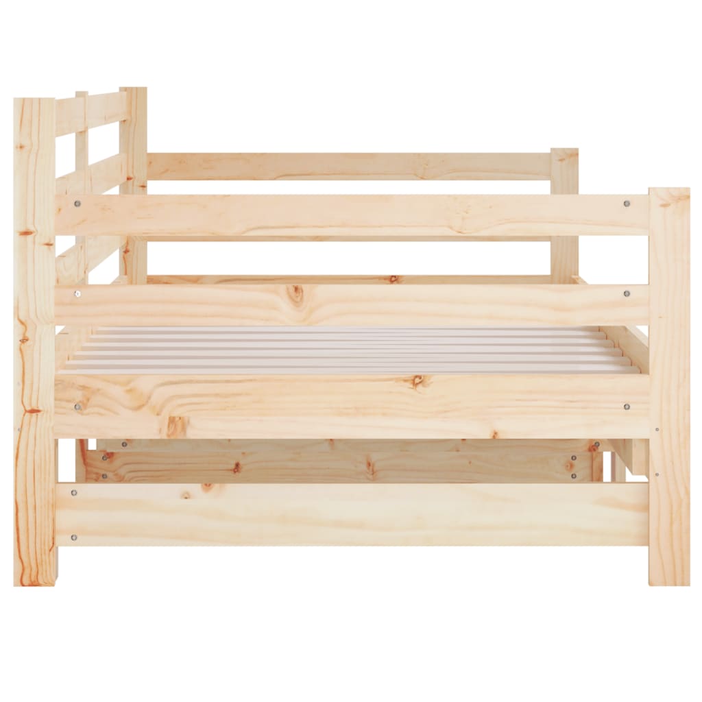 Slaapbank uitschuifbaar 2x(80x200) cm massief grenenhout