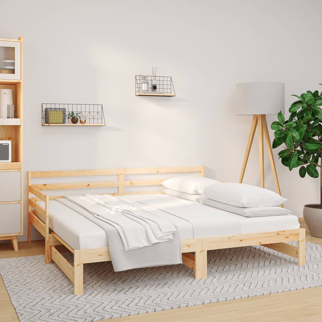 Slaapbank uitschuifbaar 2x(80x200) cm massief grenenhout