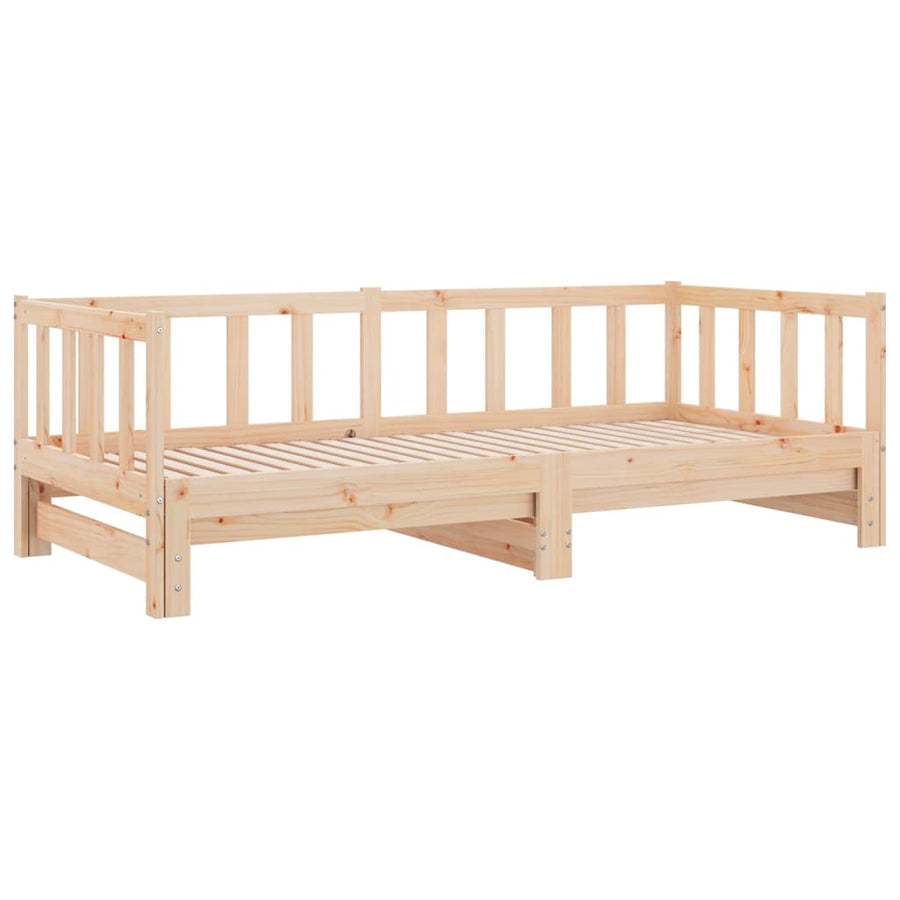 Slaapbank Uitschuifbaar 2X(80X200) Cm Massief Grenenhout Naturel