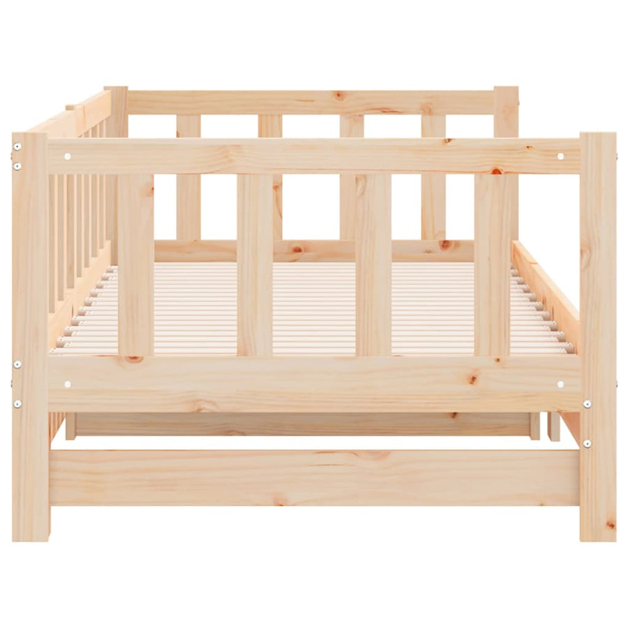 Slaapbank Uitschuifbaar 2X(80X200) Cm Massief Grenenhout Naturel