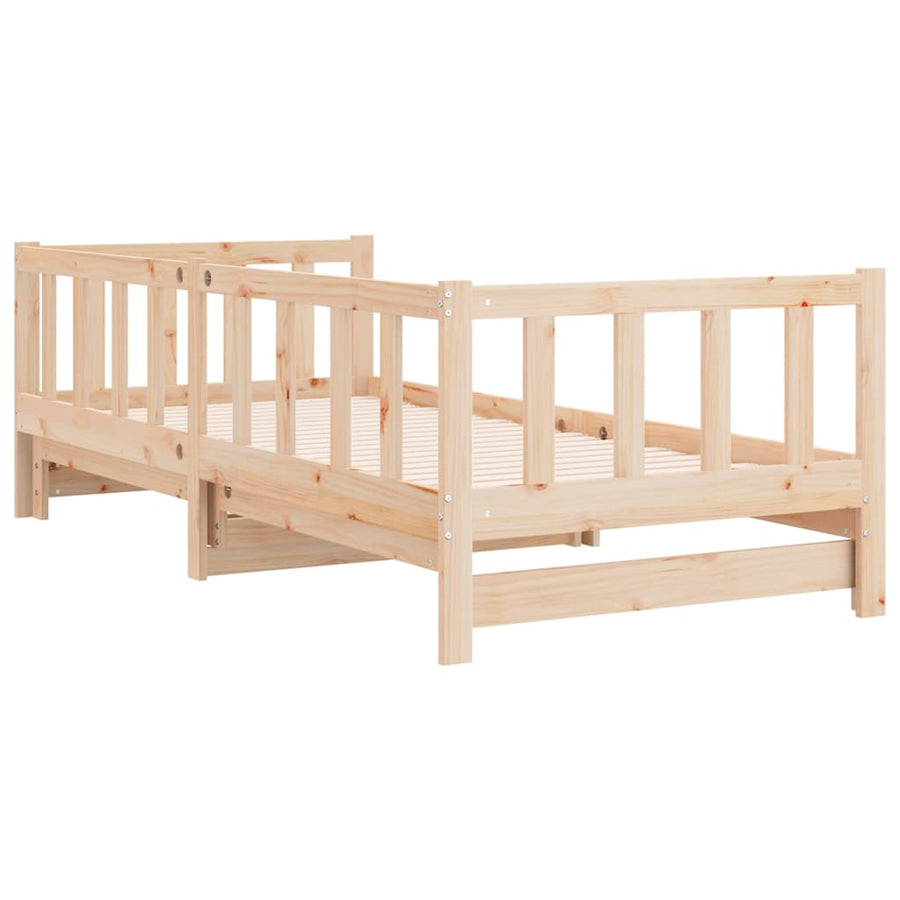 Slaapbank Uitschuifbaar 2X(80X200) Cm Massief Grenenhout Naturel