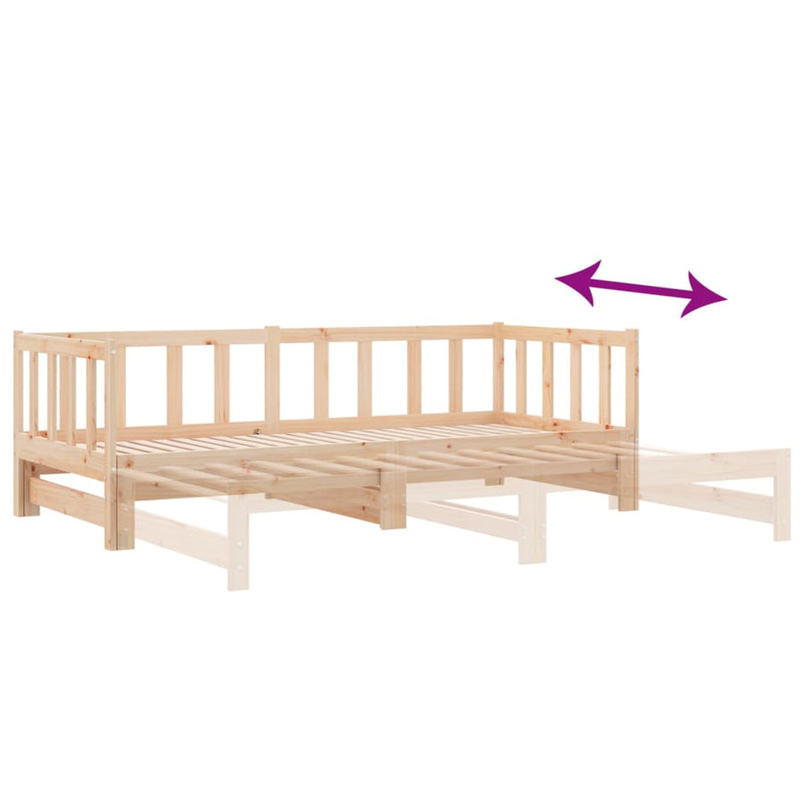 Slaapbank Uitschuifbaar 2X(80X200) Cm Massief Grenenhout Naturel