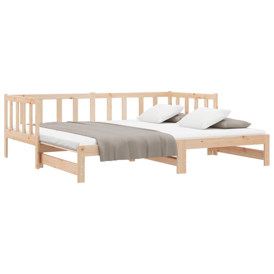 Slaapbank Uitschuifbaar 2X(80X200) Cm Massief Grenenhout Naturel