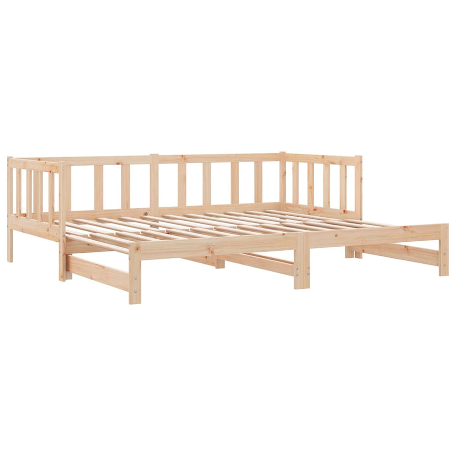 Slaapbank Uitschuifbaar 2X(80X200) Cm Massief Grenenhout Naturel