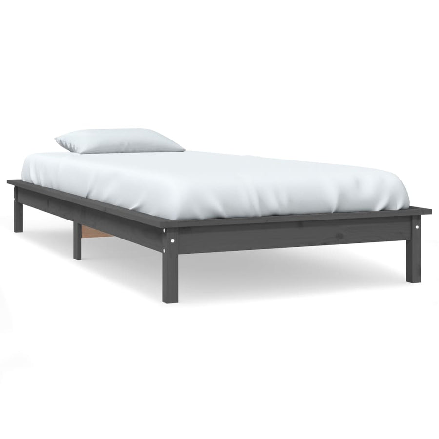 Bedframe Massief Grenenhout 90 x 200 cm Grijs