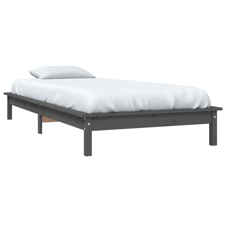 Bedframe Massief Grenenhout 90 x 200 cm Grijs