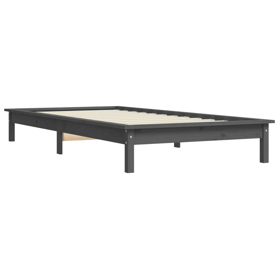 Bedframe Massief Grenenhout 90 x 200 cm Grijs