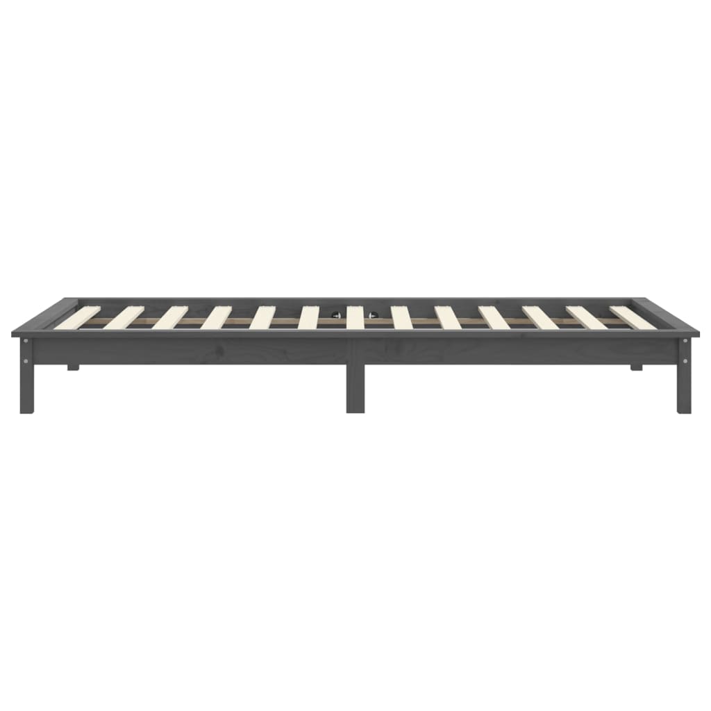 Bedframe Massief Grenenhout 90 x 200 cm Grijs