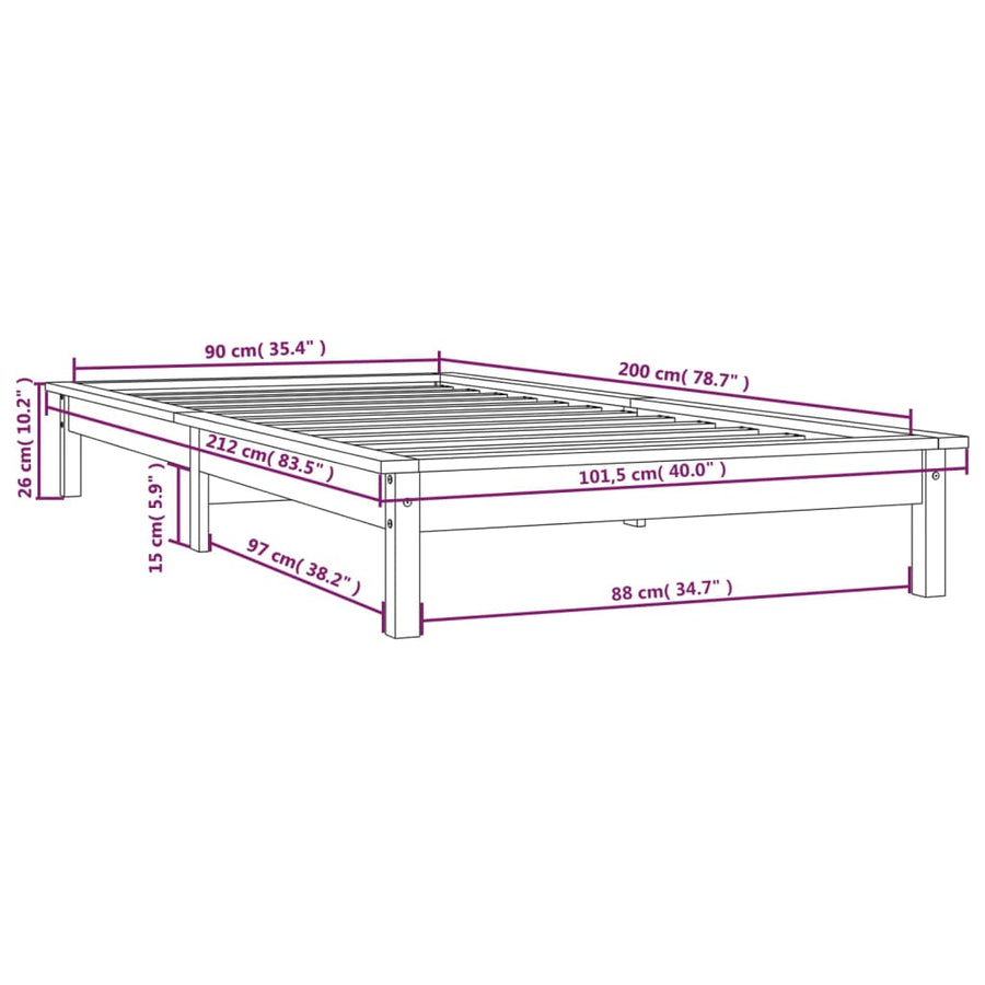 Bedframe Massief Grenenhout 90 x 200 cm Honingbruin